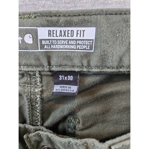 Carhartt Pants Mens 31x30 Green Rugged Flex Relaxed Canvas Work Wear BN2291-M - Picture 3 of 14